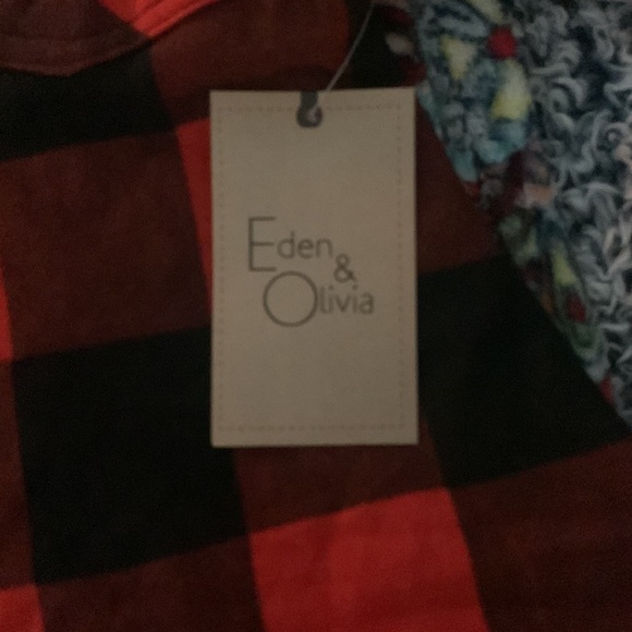 1/2 Sleeve Eden and Olivia Red Flannel Blouse - Picture 2 of 4